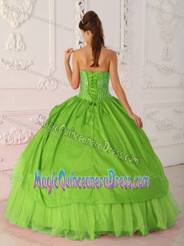Burnie Spring Green Beading Quinceanera Dress with Layers Ruffles