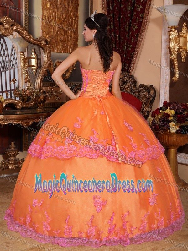 Orange Lace Appliques Quinceanera Gown Dresses in Whyalla SA