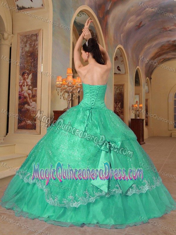 Green Bows and Sequins Dress for Quinceanera in Victor Harbor SA