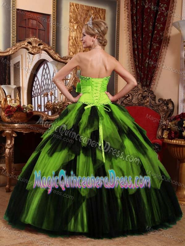 Insch Layered Beaded Quinceanera Gown with Bowknot Multi-Colored