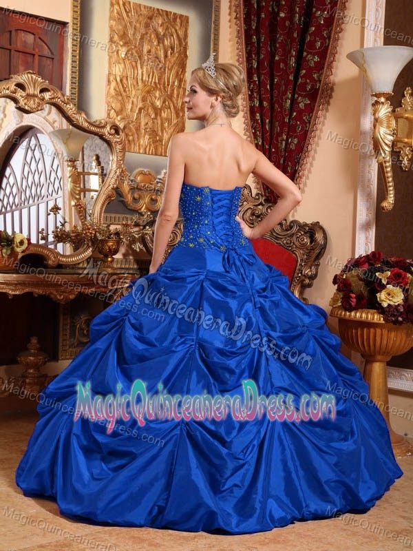 Royal Blue Beaded Pick-ups New Dress for Quinceanera in Earlston
