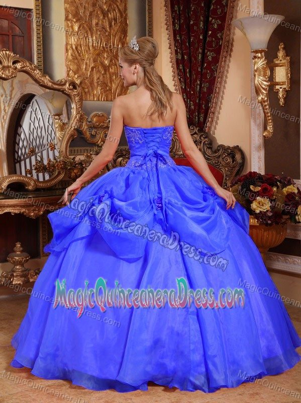 Taffeta and Organza Light Blue Quinceanera Dress with Appliques