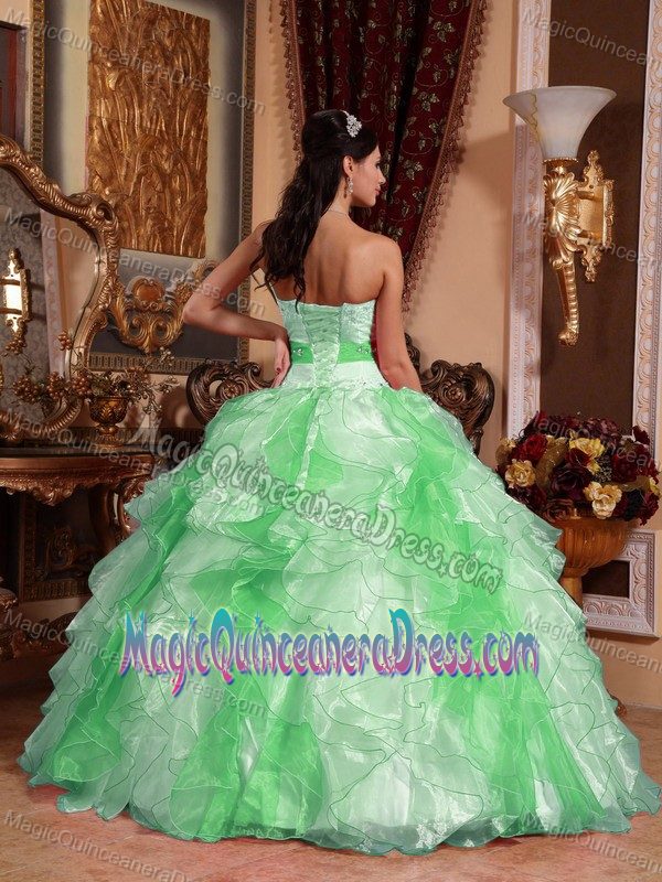Multi-colored Organza Beaded Sweetheart Quinceanera Dress Ruched