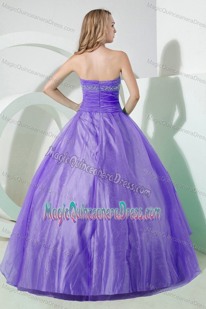 Embroidery Lavender Organza Quinceanera Dress Beaded in Peebles