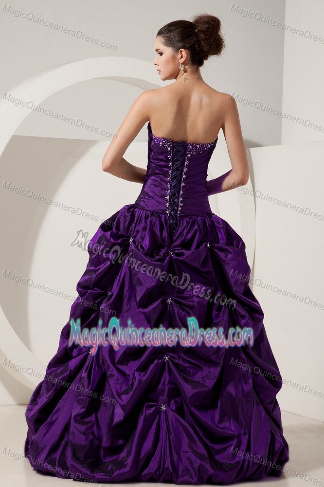 Eggplant Purple Sweetheart Princess Beads Quinces Dress for 2013