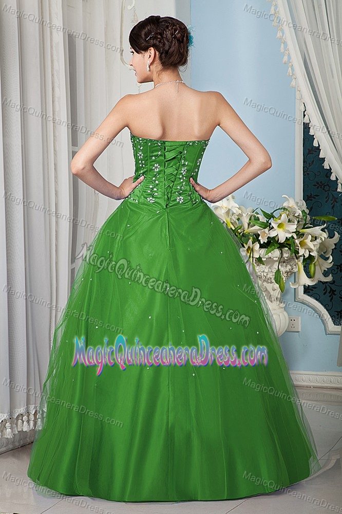 Tulle Green A-line Sweet Sixteen Dress For Quinceanera for Cheap