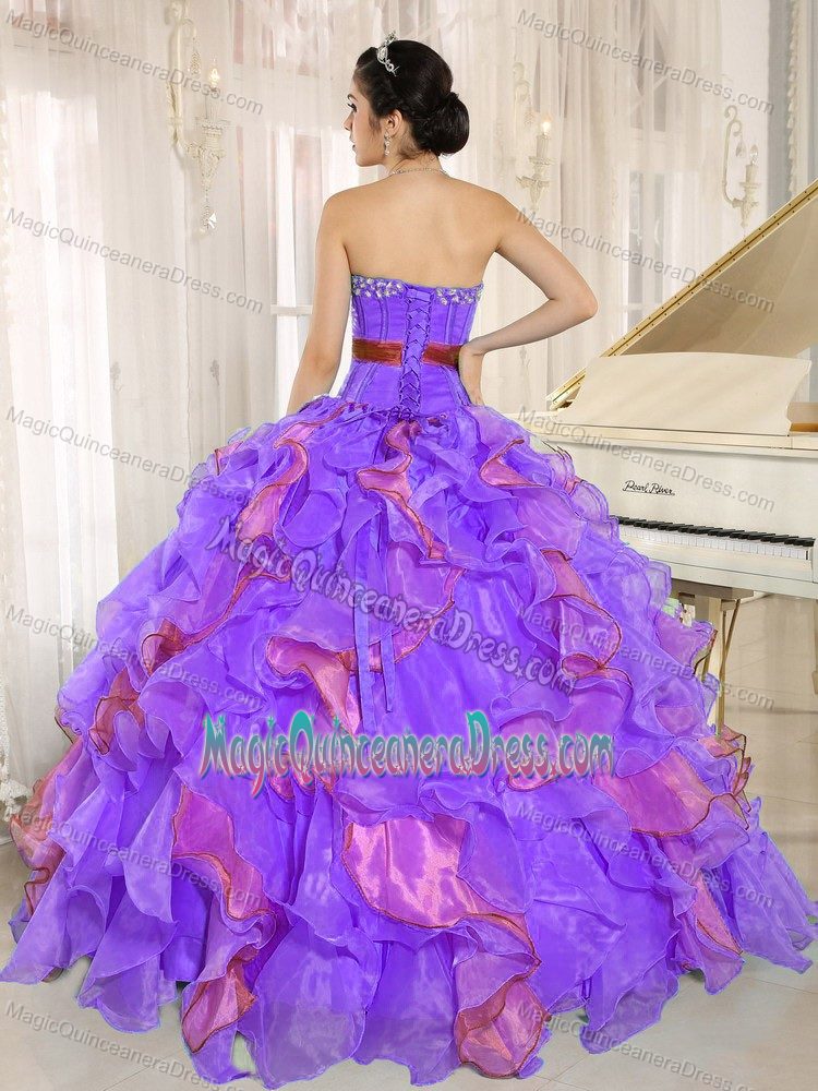 Multi-color Sweetheart Appliques Quinceanera Gown Dress Ruffled