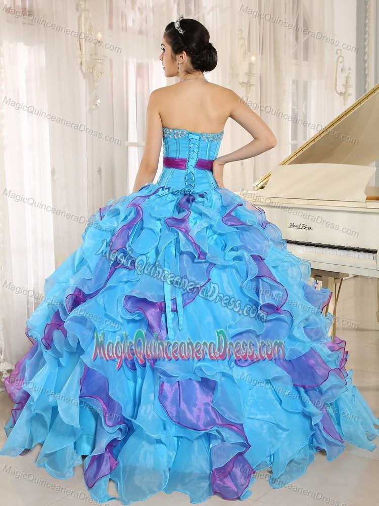 Appliques Multi-color Ruffled Sweet Sixteen Quinceanera Dresses
