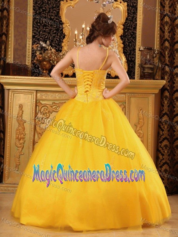 Beading Orange Quinceanera Gown Dress with Spaghetti Straps 2013