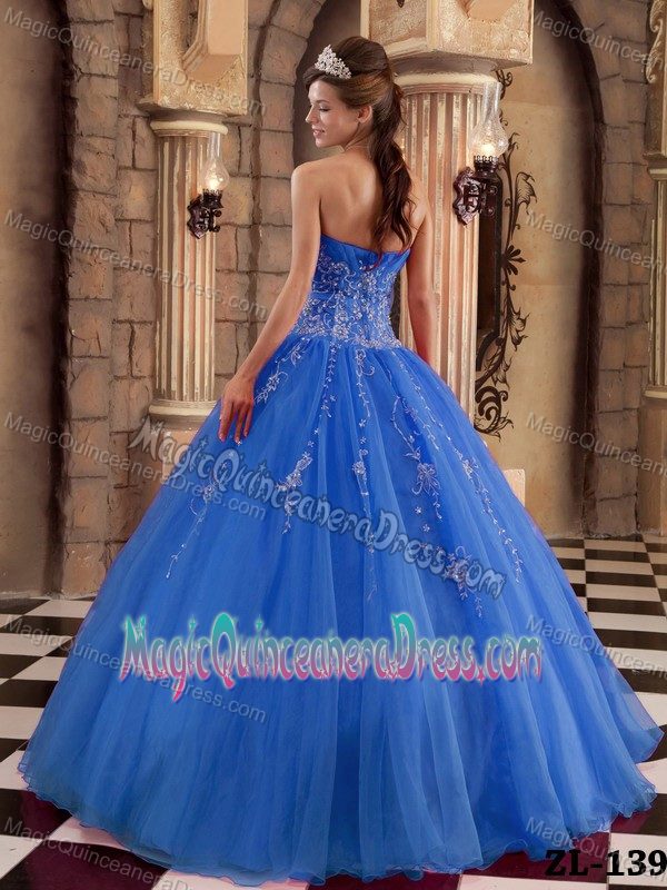 Blue Organza Beading Ball Gown Quinceanera Gowns in Bonn Germany