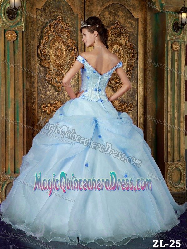 Off The Shoulder Light Blue Quinceanera Dresses with Appliques