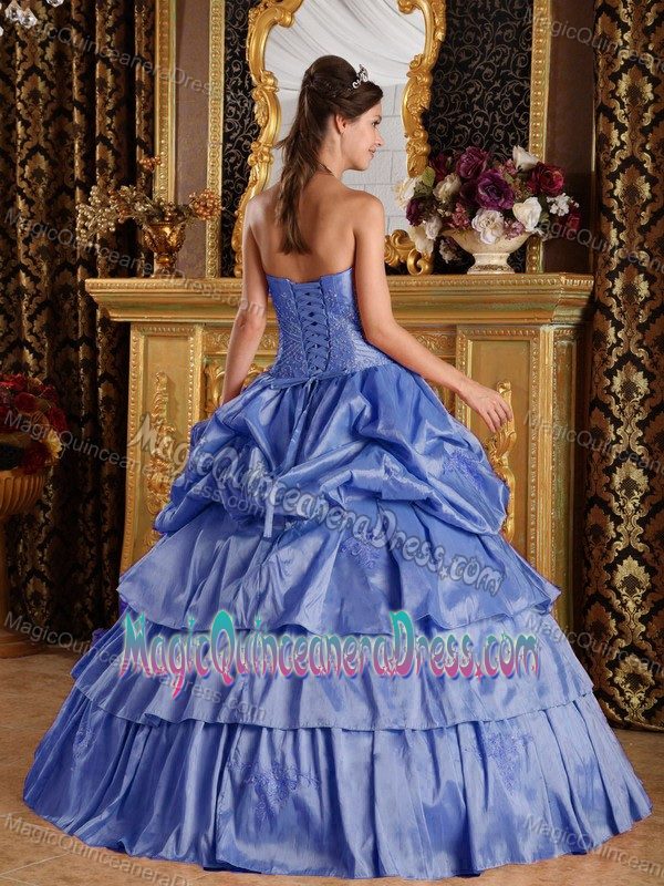 Taffeta Purple Ball Gown Beaded Quinceanera Dress with Pick-ups