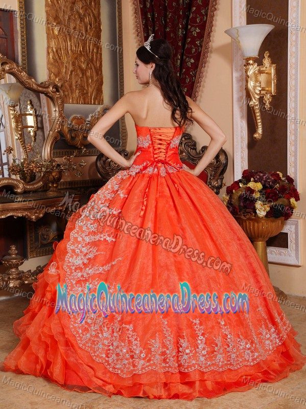 Beading Red Sweetheart Organza Sweet Sixteen Quinceanera Dresses