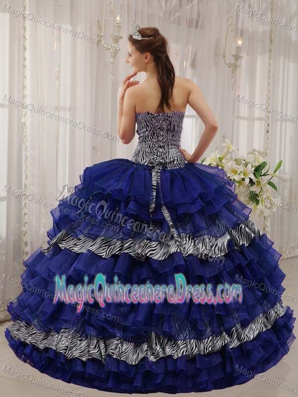 Blue Sweetheart Beading Dress for Quince in Fairfield with Ruffled Layers