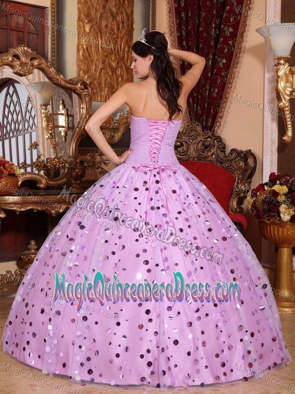 Sweetheart Dress Lavender For Quinceanera in Columbiana Sequins Over