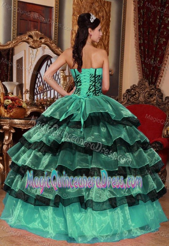 Ruffled-layers for Sweetheart Organza Sweet 16 Dresses in Multi-color