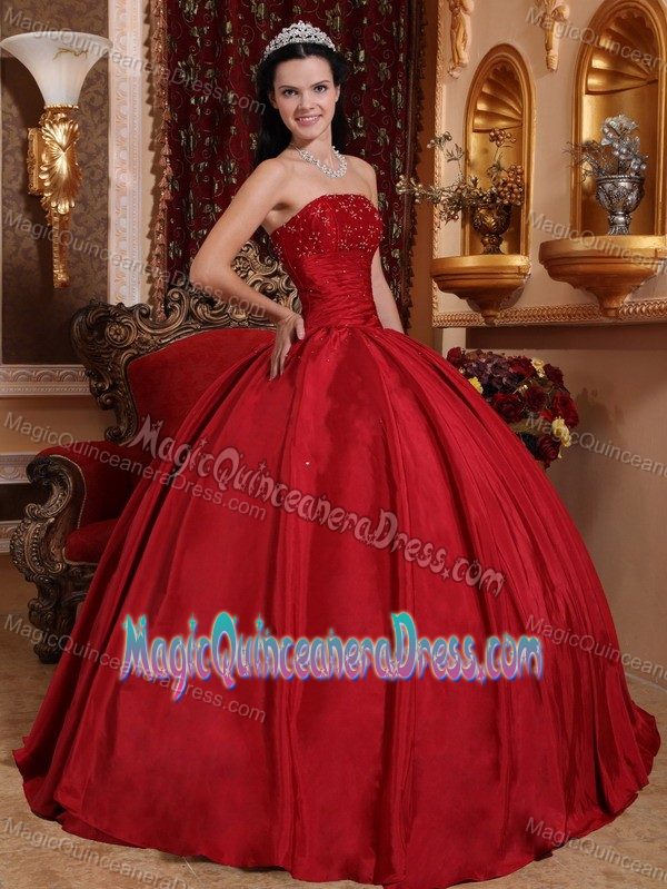 Strapless Beaded Red Quinceanera Dresses in Carrollton Ball Gown Design