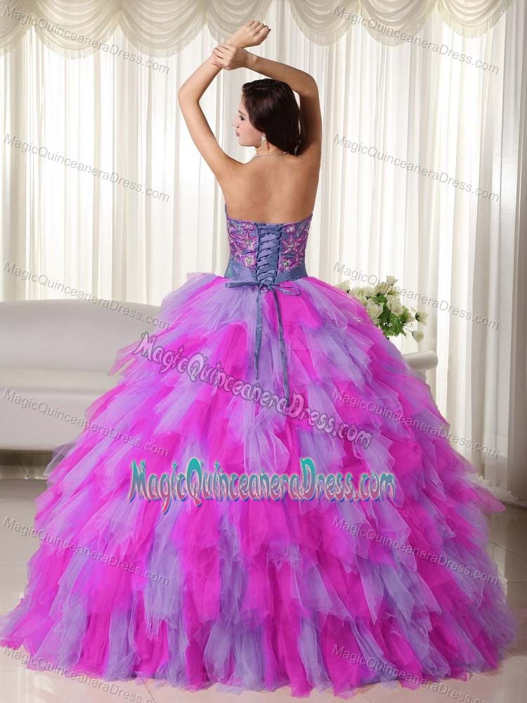 Tulle Appliques for Multi-color Strapless Quinceanera Dresses in Albertville