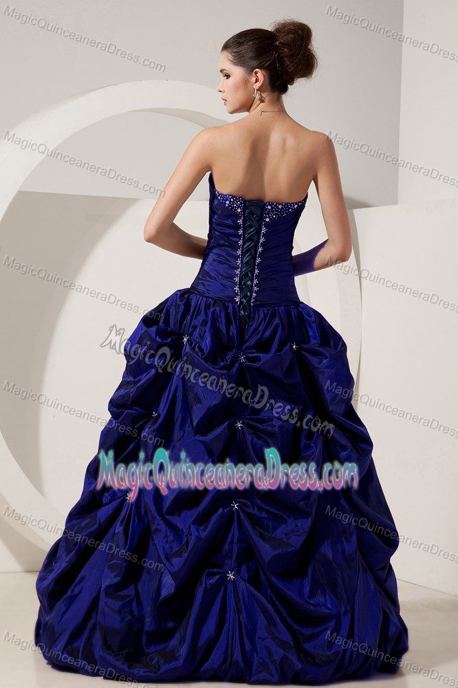 A-line Sweetheart Beading Dark Blue Sweet 15 Dresses in Fort Morgan