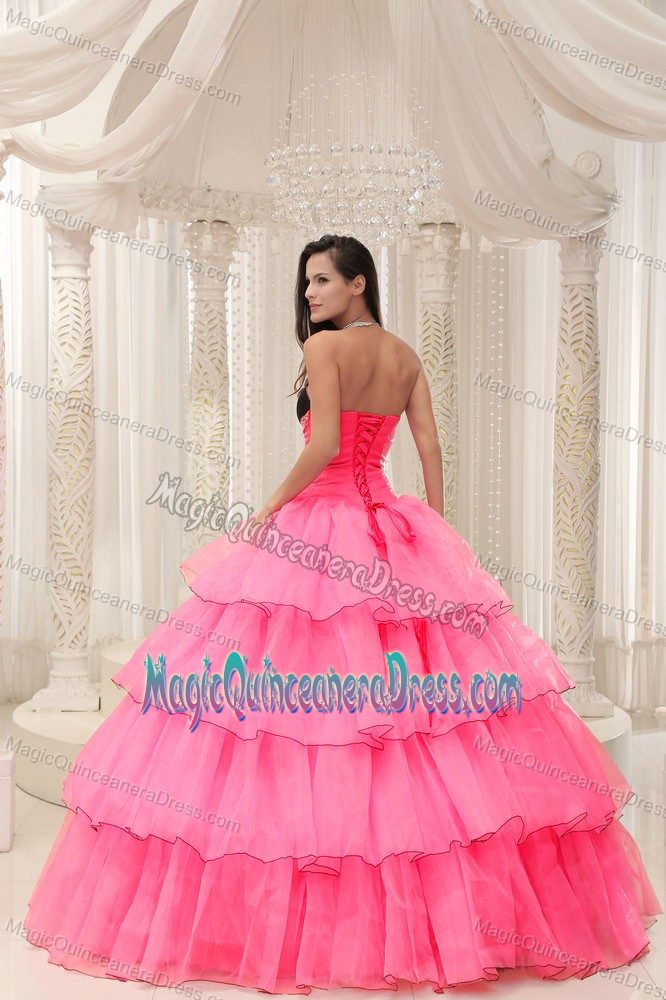 Beads and Layers for Sweet Sixteen Quinceanera Dresses in Watermelon