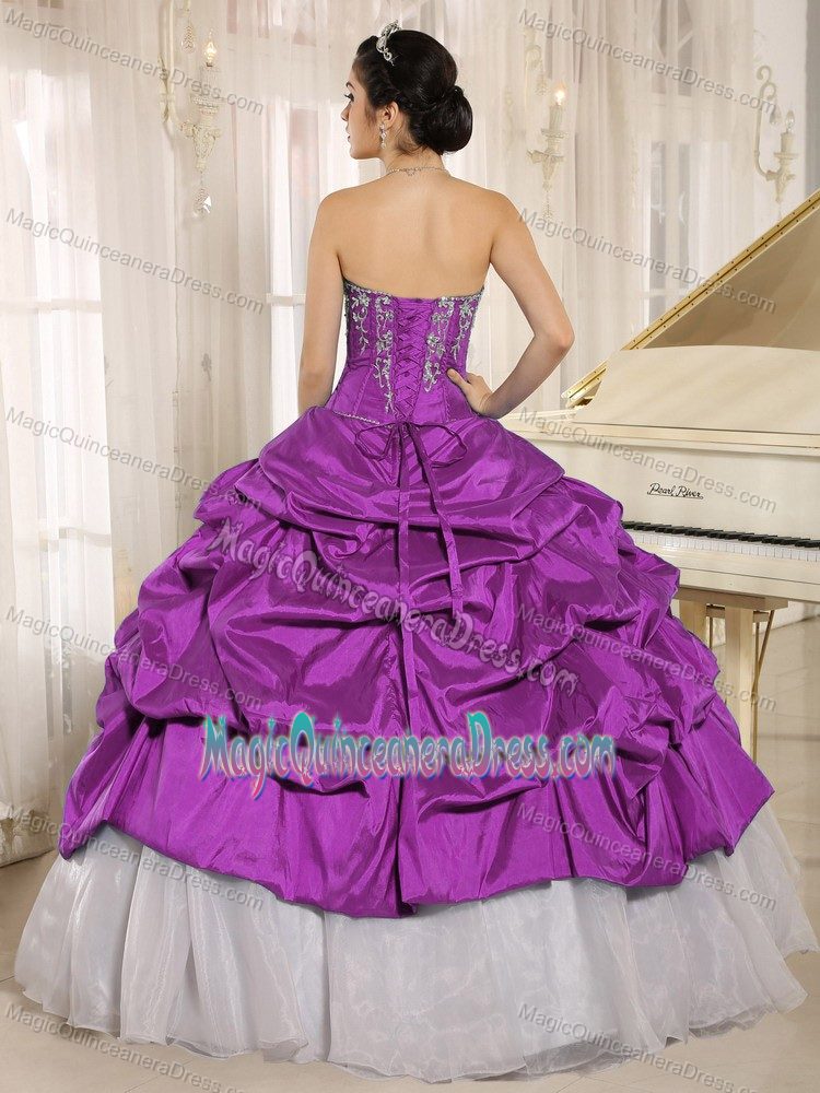 Purple and White with Embroidery and Pick-ups 2013 Sweet 16 Dresses