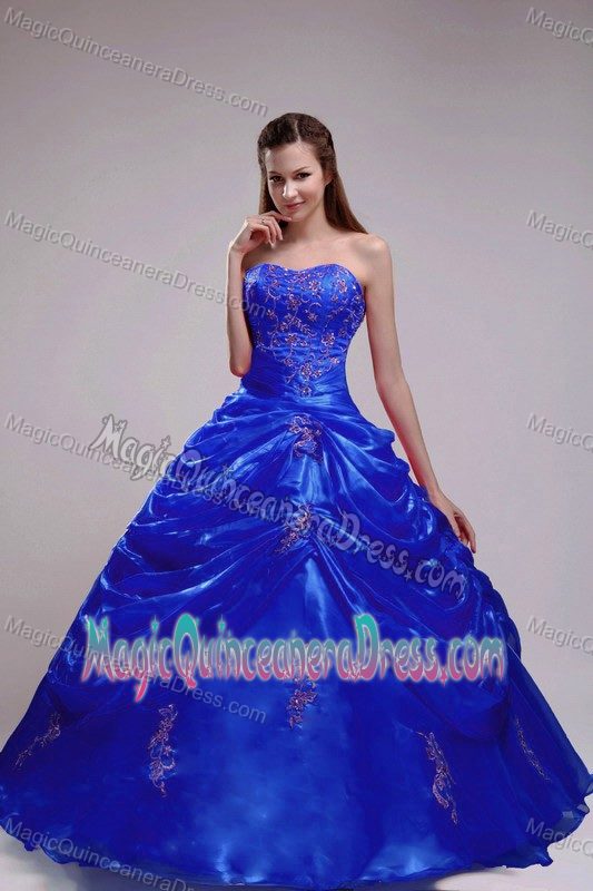 Appliques for Royal Blue Strapless Sweet Sixteen Dresses in Dadeville