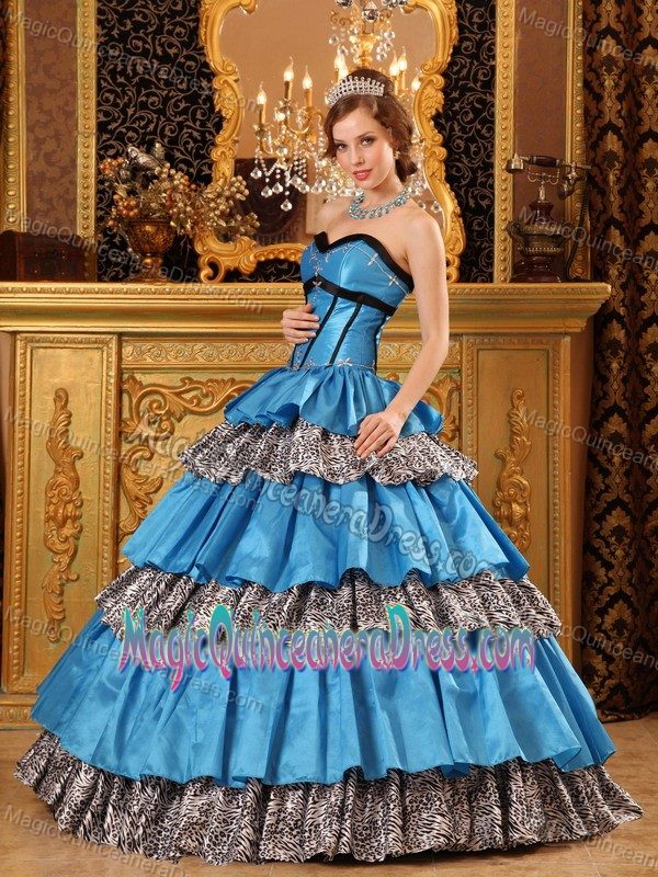 Sweetheart Taffeta Blue Quinceanera Dress in Cleveland Ruffles Accent