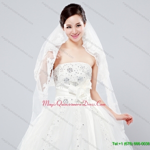 Elegant One Tier Oval Elbow Veils with Lace Edge