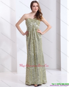 Exclusive One Shoulder Floor Length Sequined Dama Dress for 2015