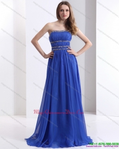 New Arrival 2015 Strapless Dama Dress with Ruching and Beading