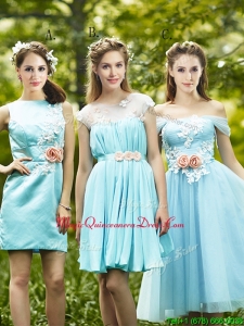 Most Popular Light Blue Dama Dresses with Appliques for Spring
