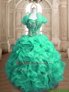 Perfect Beaded and Ruffled Sweet 16 Dress in Spring Green