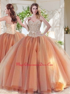 Exclusive Beaded Really Puffy Sweet 16 Dress in Orange