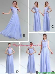 Affordable 2015 Modest Belt Empire Dama Dresses in Lavender