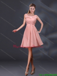 New Arrival Bateau A Line Dama Dresses with Appliques and Ruching