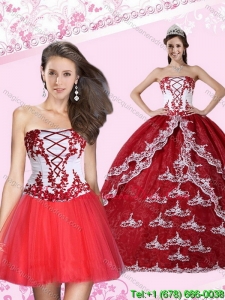 Detachable 2015 Appliques Strapless Quinceanera Dress in Multi Color