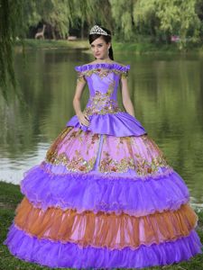 Off the Shoulder Appliqued Dresses For Quinceanera in Multi-color in Galveston