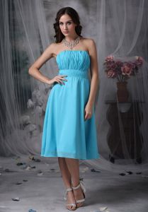 Simple Ruched Aqua Blue Short Quinceanera Dama Dresses in Fairhope AL