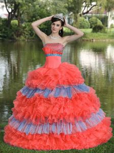 Impressive Two-Toned Quinceaneras Dress with Ruffled Hem in Viacha Bolivia