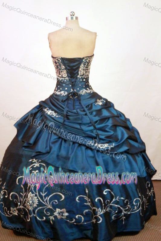 Strapless Blue Beading and Embroidery Quinceanera Dress in Bermejo Bolivia