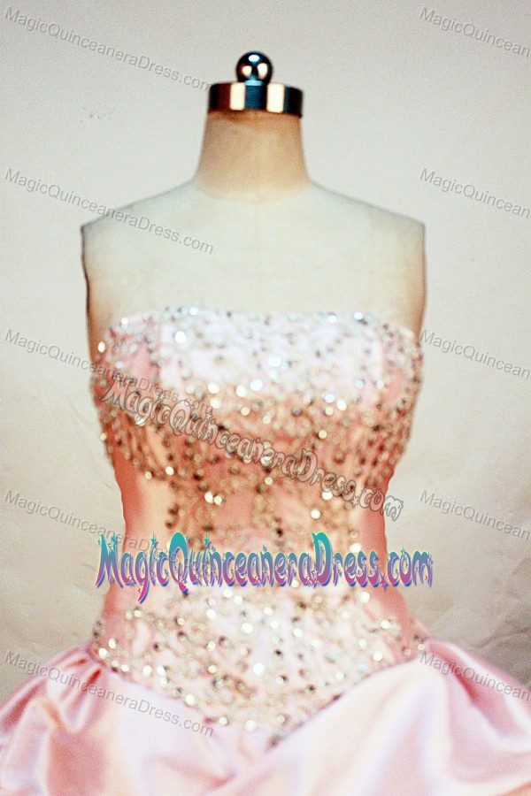 Ball Gown Strapless Pick Ups Beading Baby pink Quinceanera Dresses