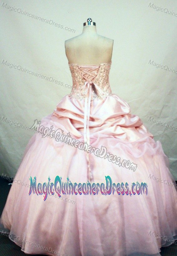 Ball Gown Strapless Pick Ups Beading Baby pink Quinceanera Dresses