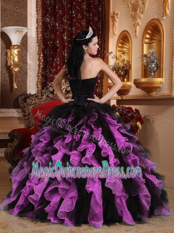 Exclusive Black and Purple Sweetheart Beaded Quinceanera Dress in Harrisonburg