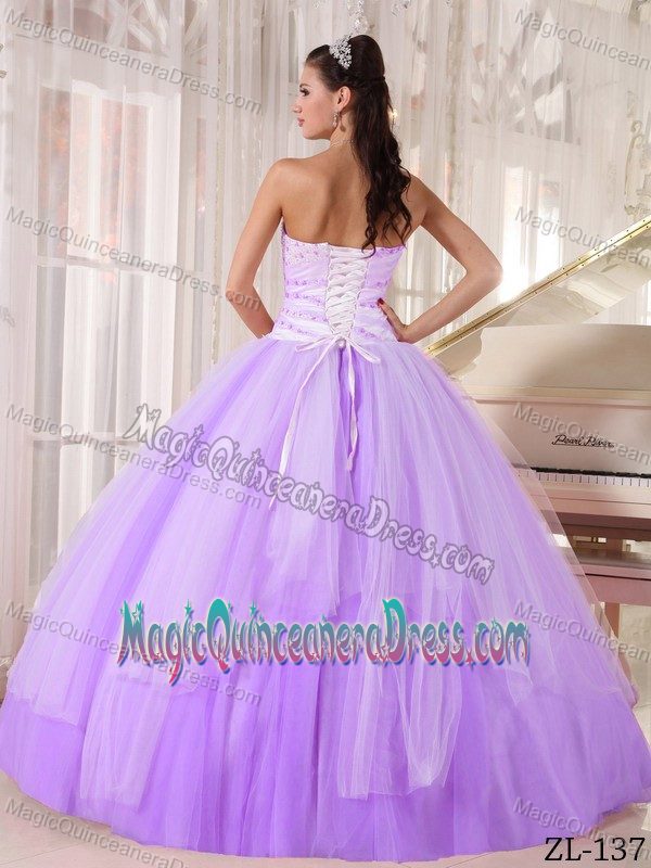 Sweetheart Floor-length Sweet 16 Dresses in Lilac with Beading in Conyers