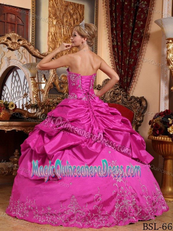 Hot Pink Quinceanera Gowns with Embroidery and Pick Ups in Buckhannon