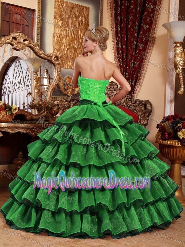 Multi-color Sweetheart Organza Quinceanera Dress with Appliques and Layers