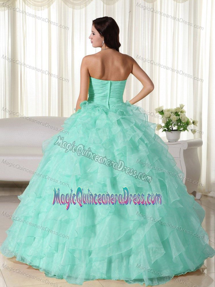 Sweetheart Floor-length Quinceanera Dress in Mint Green with Ruffles