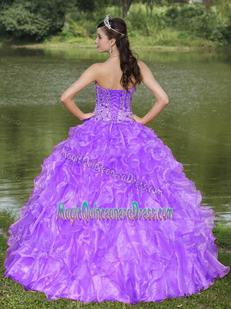 Quinceanera Gowns Sweetheart Beaded Ruffles in Light Purple