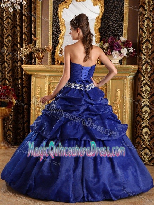 Taffeta Royal Blue Quinceanera Gowns with Pick-ups in Breitnau