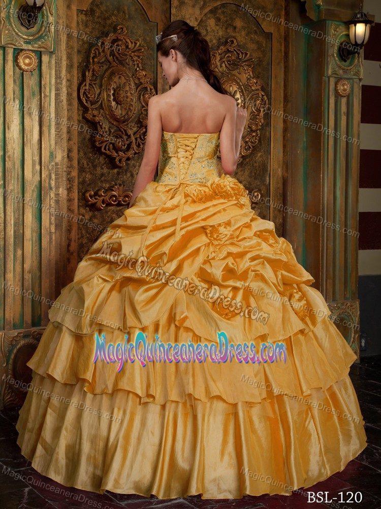Beaded Yellow Organza Dress For Quinceanera in Bergheim Germany